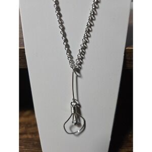 Minimalist Silver Drop Pendant Necklace Wire Loop Modern Design New on Card